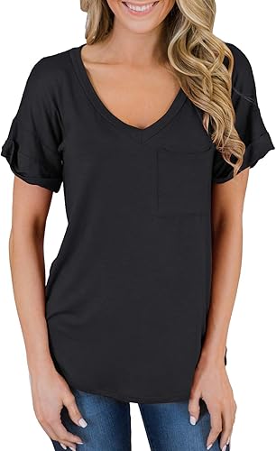Miniatura 4 de Miholl Camiseta holgada, informal, de manga corta, con cuello en V, para mujer