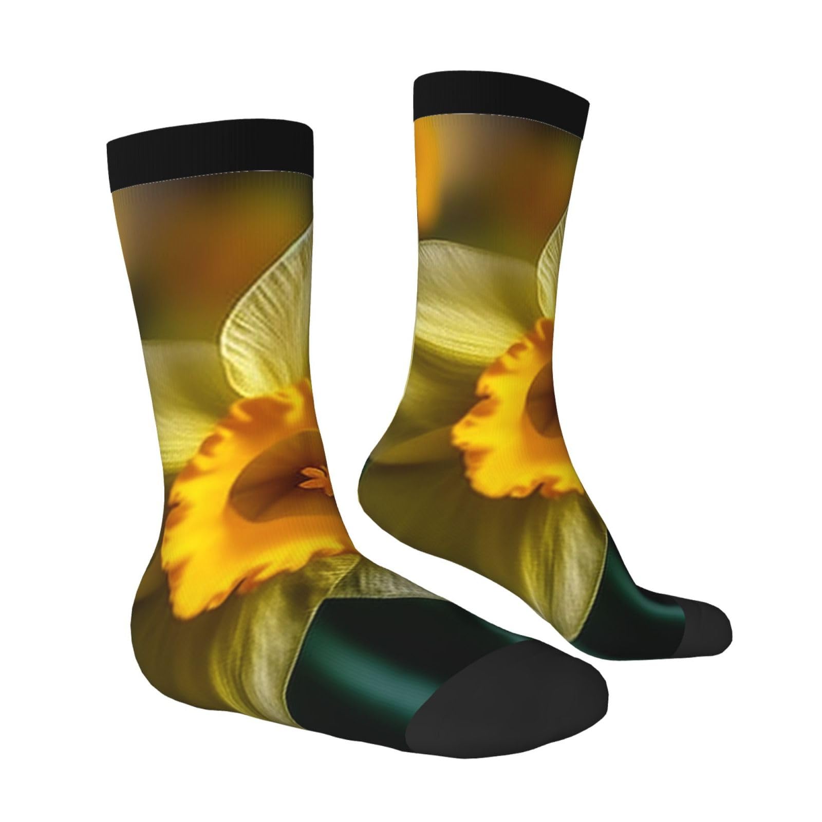 LZQPOEAS Daffodil Flower Athletic Socks Unisex Cushioned Crew Socks Hiking Running Calf Sock Soft Above Ankle Sock