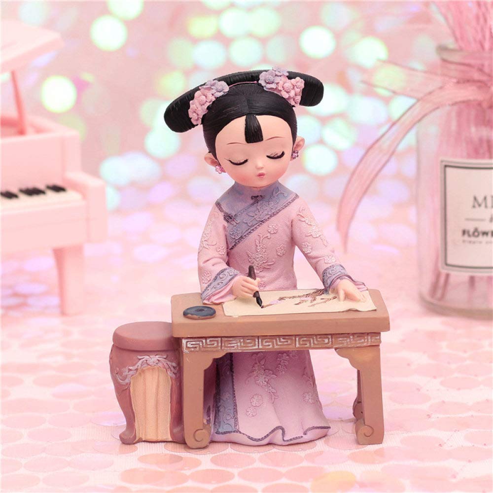 Petite statue anti-stress de bureau : mini figurine de fille en résine pour décor auto