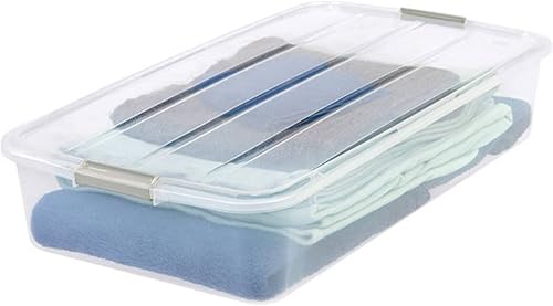 Miniatura 6 de IRIS USA Caja con hebilla para debajo de la cama, contenedor de almacenamiento de plástico de 50 cuartos de galón, transparente (paquete de 2)
