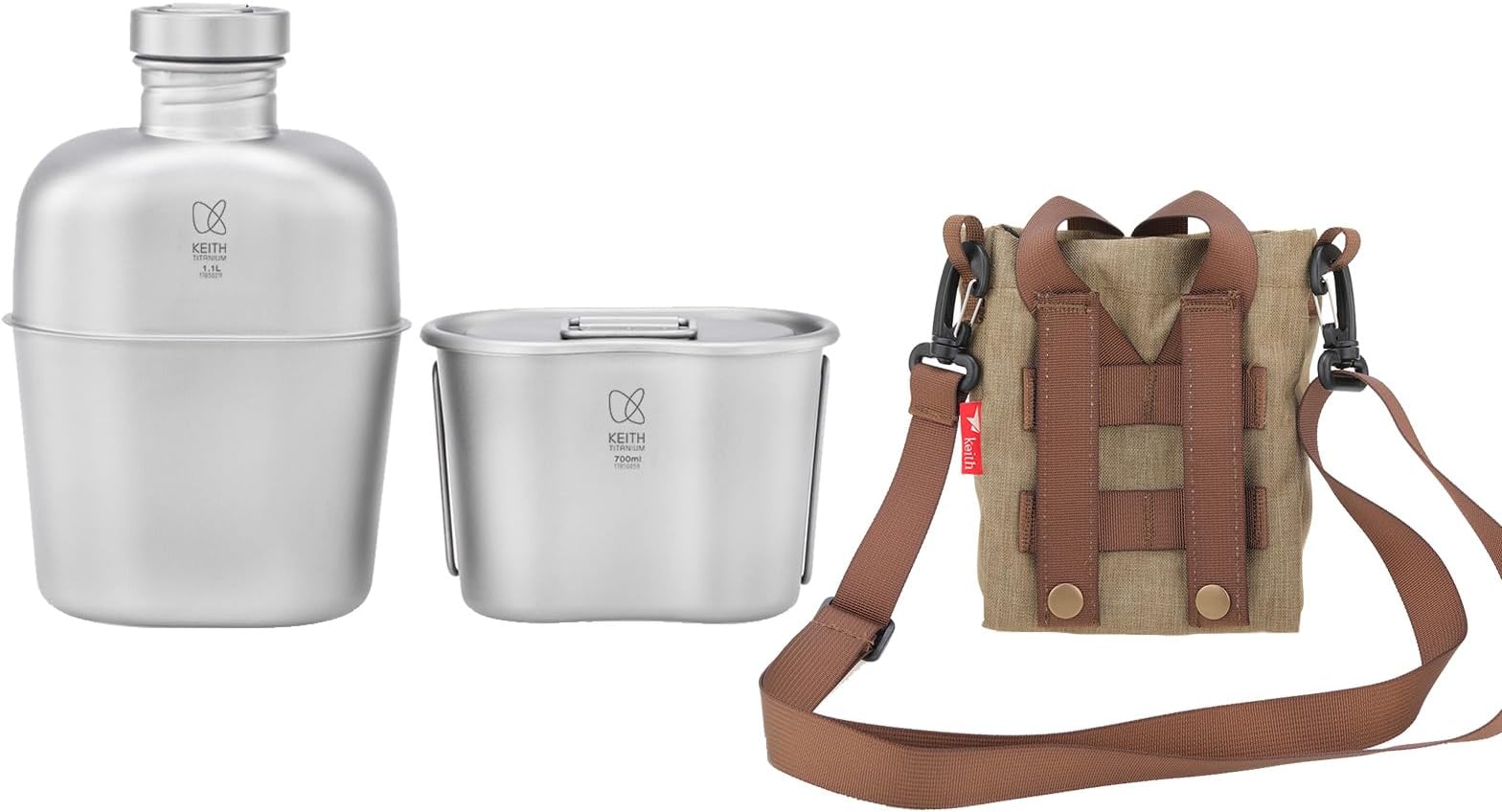 Keith Titanium Authentic Ti3060 Plastic-Free Canteen Mess Kit - Ultralight Carry Pouch ●●●●●●● Celebrating Over a Decade: Special Milestone Price for The Canteen Legacy!