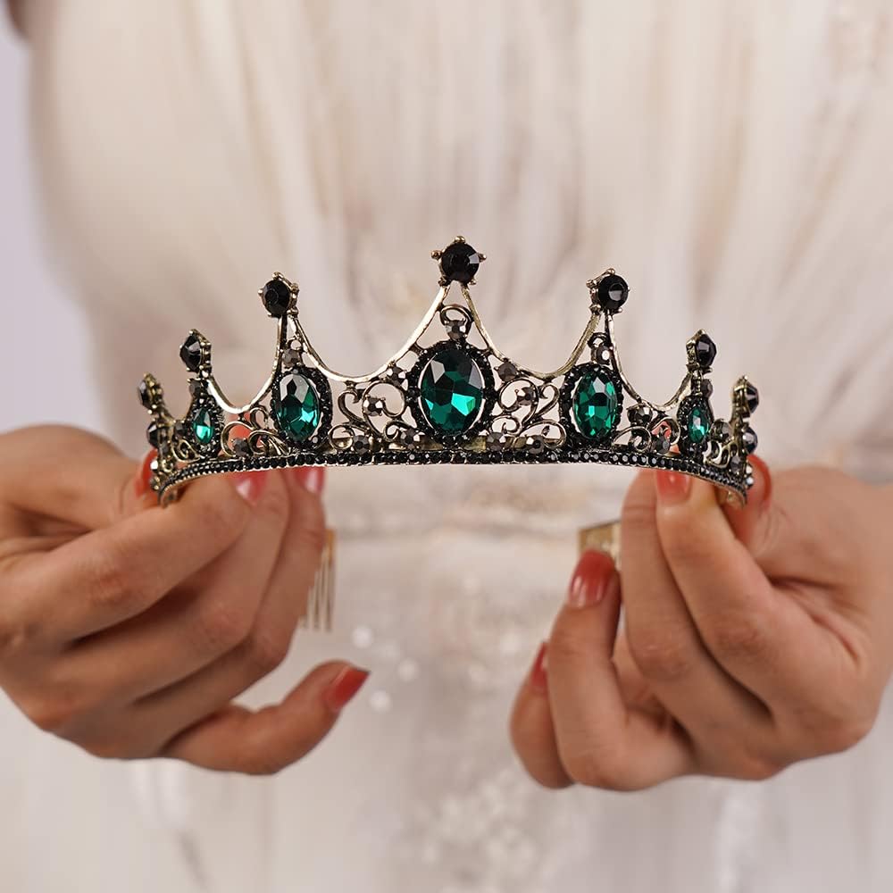 JWICOS Black Tiaras and Crowns for Women Baroque Queen Crowns for Halloween Costume Vintage Gothic Tiara for Party Prom Birthday (Type 7) - Image 3