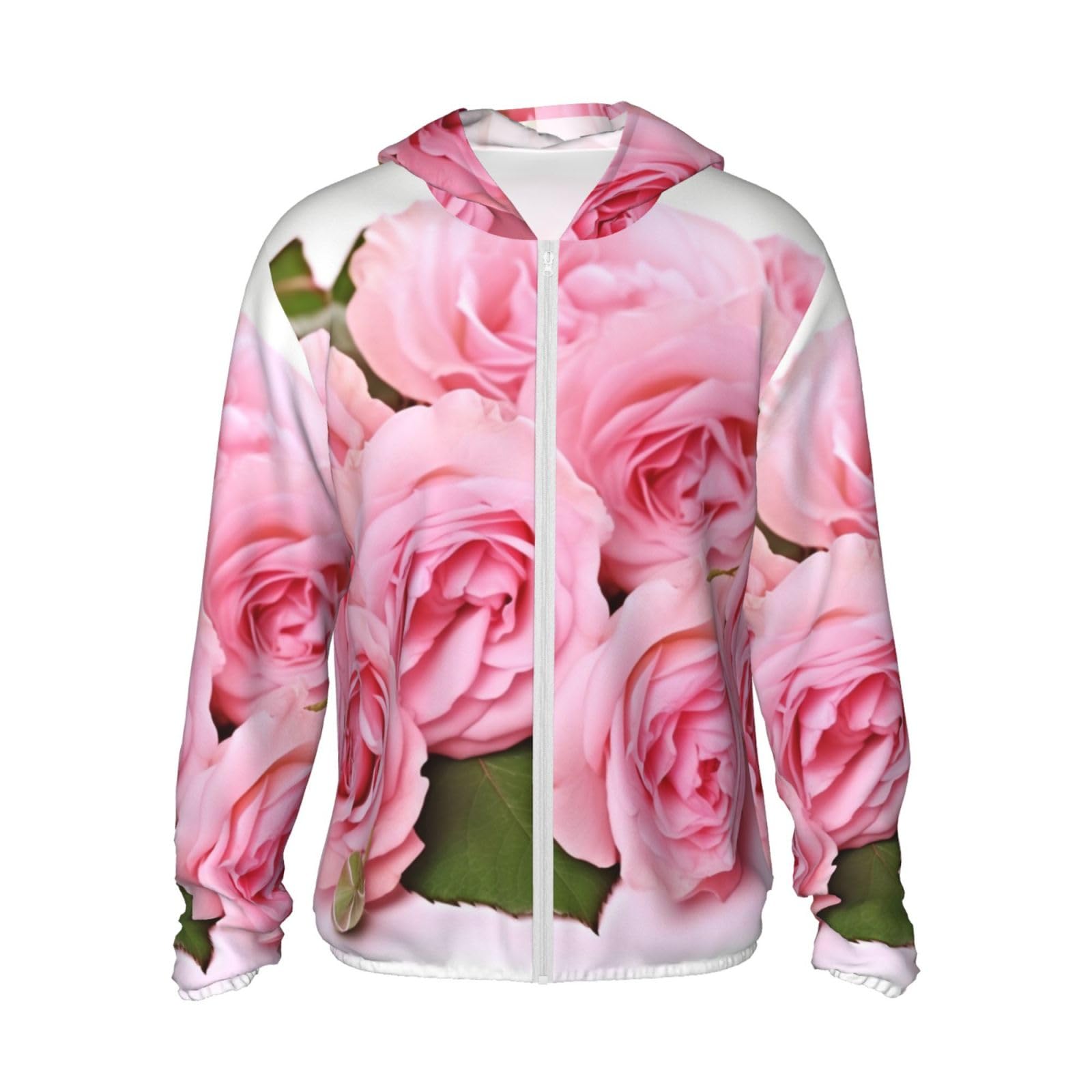 UPF 50+ Light Jacket Full Zip Sun Protection Hoodie for Women Men Long Sleeve Red Fresh Roses Sun Shirts