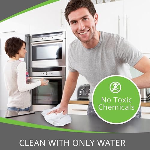 Miniatura 4 de Paño de limpieza de microfibra sin rayas mágicas, paquete de 3 unidades limpia cualquier superficie con solo agua, respetuoso con el medio ambiente,