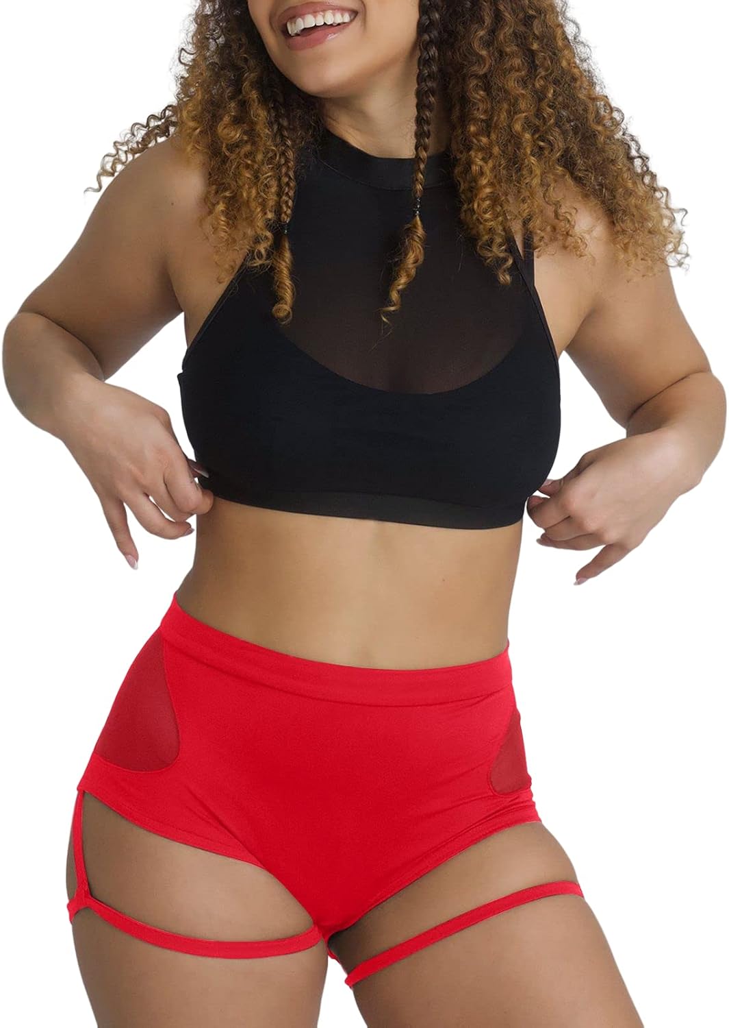 BZB Women's Booty Shorts with Garters High Waisted Workout Pole Dance Yoga Hot Pants Active Butt Lifting Sports Leggings - Image 2