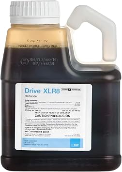 BASF Drive XLR8 Crabgrass Killer للعشب والعشب، ما بعد مكافحة الأعشاب العشبية وعريضة الأوراق الناشئة، المكون النشط Quinclorac، 30 يومًا متبقي، مبيد أعشاب، مركز 64 أونصة