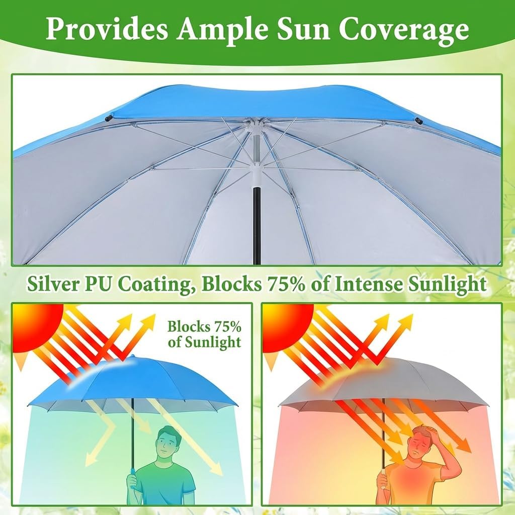 3Pcs Plant Umbrella Shade For Outdoor Plants, 23.6 Inch Garden Sun Shade Umbrella For Potted Plants Garden Beds, Sun Protection Plant Shade With Adjustable Pole