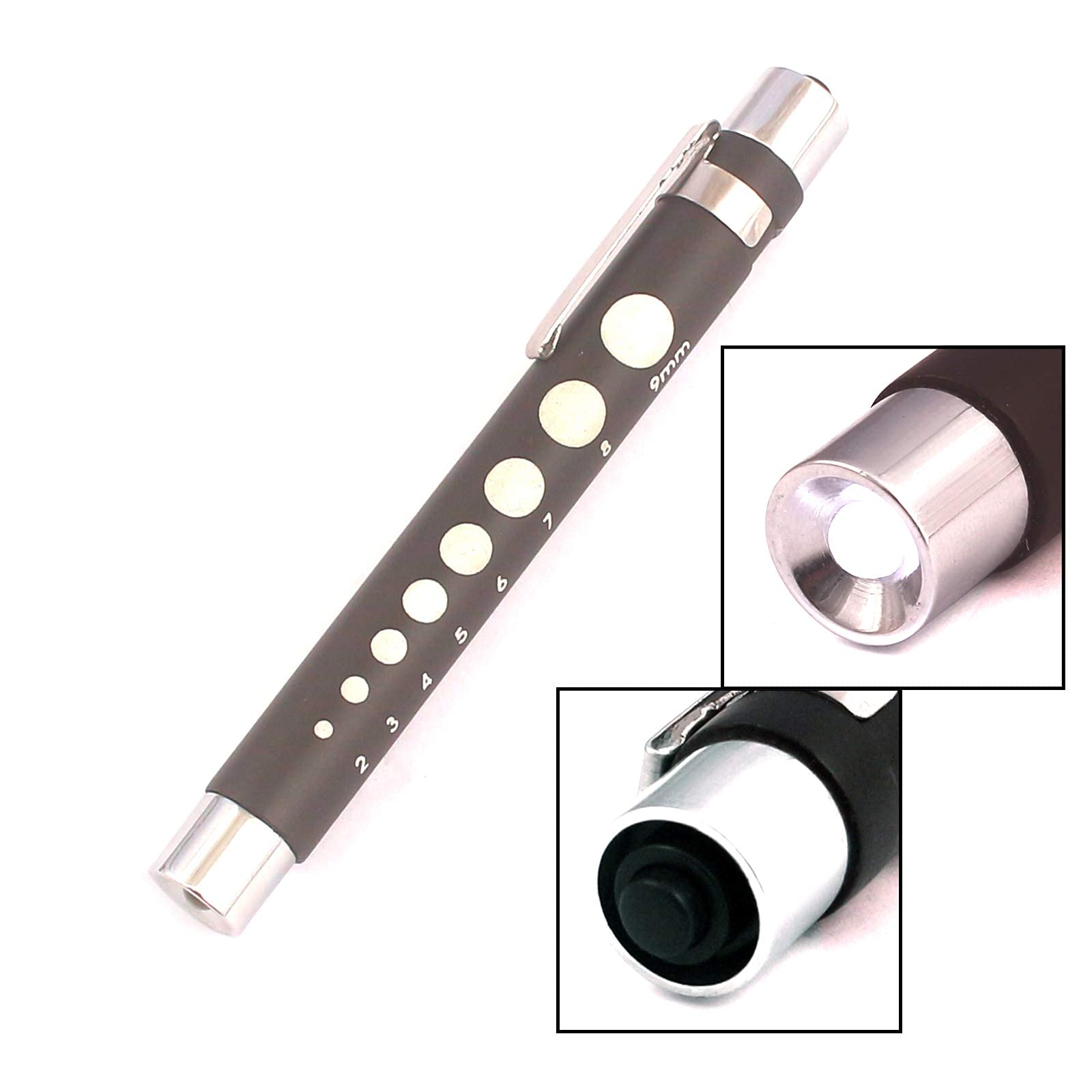 LAJA IMPORTS Reusable LED Diagnostic Penlight with Pupil Gauge for Nurses Doctors with Pocket Clip Black Color