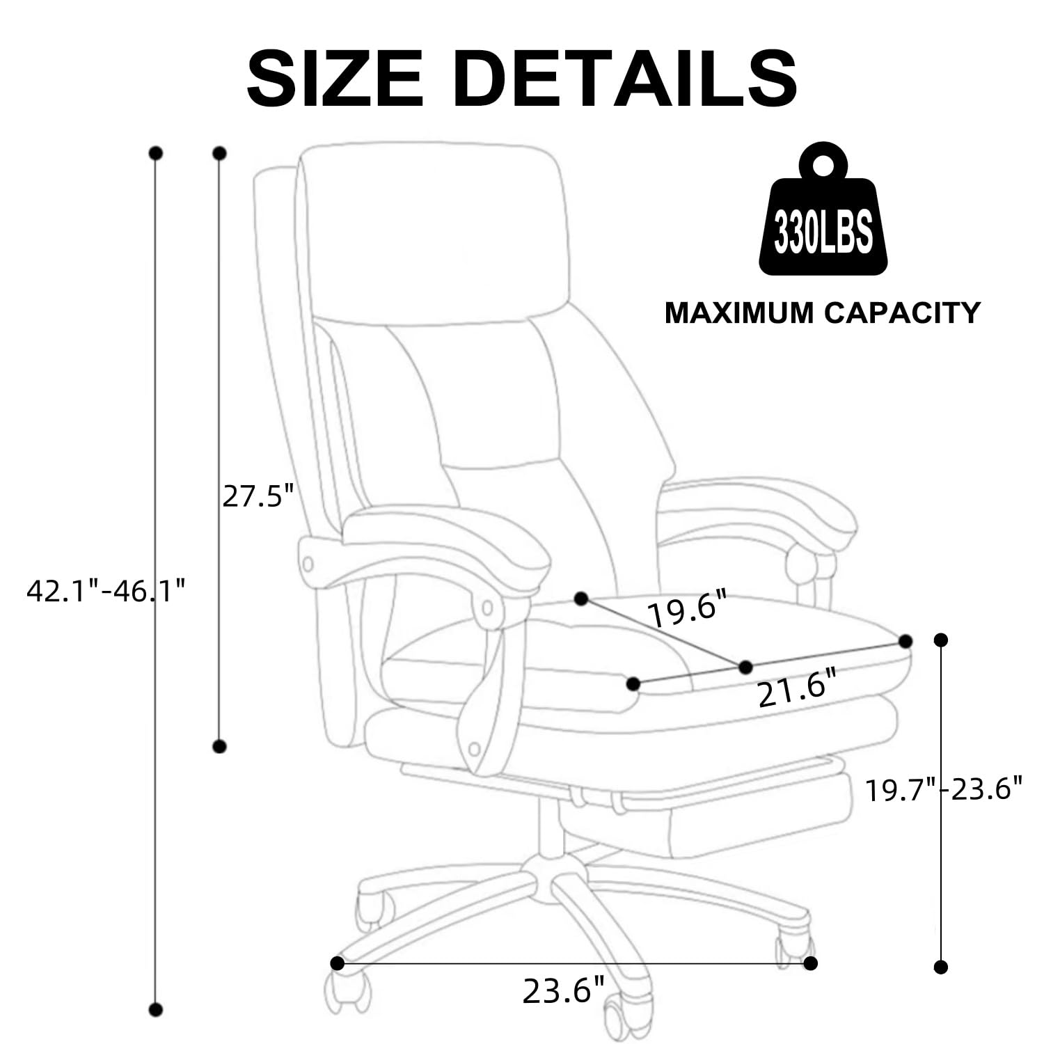 Office Chair with Leg Rest Executive Desk Chairs with Wheels High Back Computer Gaming Chairs Adjustable Reclining Ergonomic — view 2