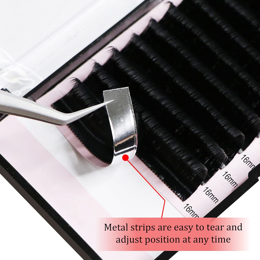 Eyelash Extensions 0.15mm D Curl 16mm Supplies Matte Black Individual Eyelashes Salon Use|0.03/0.05/0.07/0.10/0.15/0.20mm C/D Single 8-18mm Mix 8-15mm/10-15mm|(0.15 D 16mm)