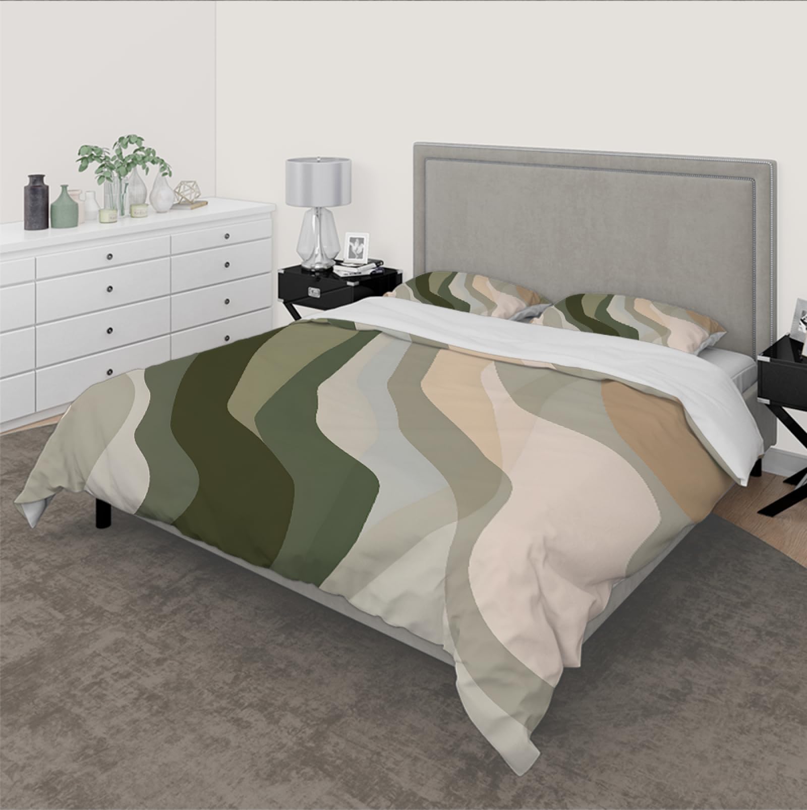 Styl skandynawski abstrakcyjna plaża oddychająca poszwa na kołdrę gładka linia sztuka miękka prana mikrofibra zestaw pościeli z ukrytym zamkiem 180x220cm