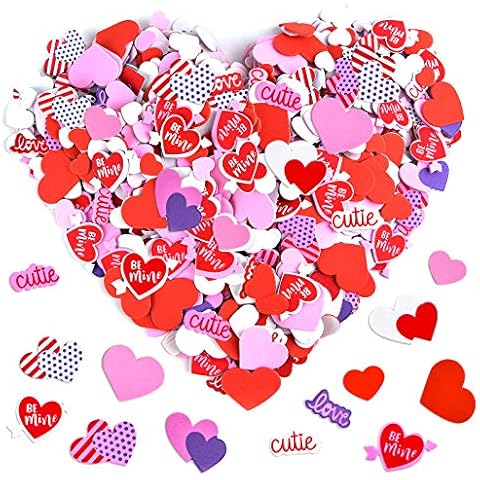 Zealor 600 Pieces Valentine's Day Foam Craft Hearts Foam Heart Stickers Colorful Foam Stickers Self-Adhesive for Scrapbook Decorations DIY Craft Cover