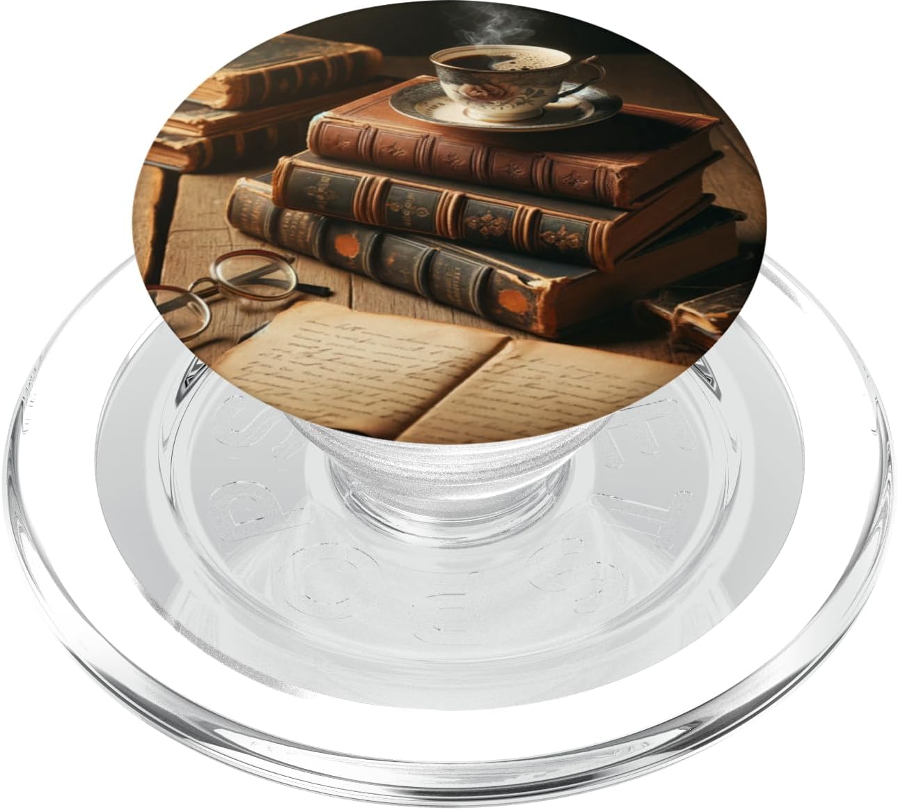 Books and Coffee Vintage Library Old PopSockets MagSafe PopGrip for iPhone
