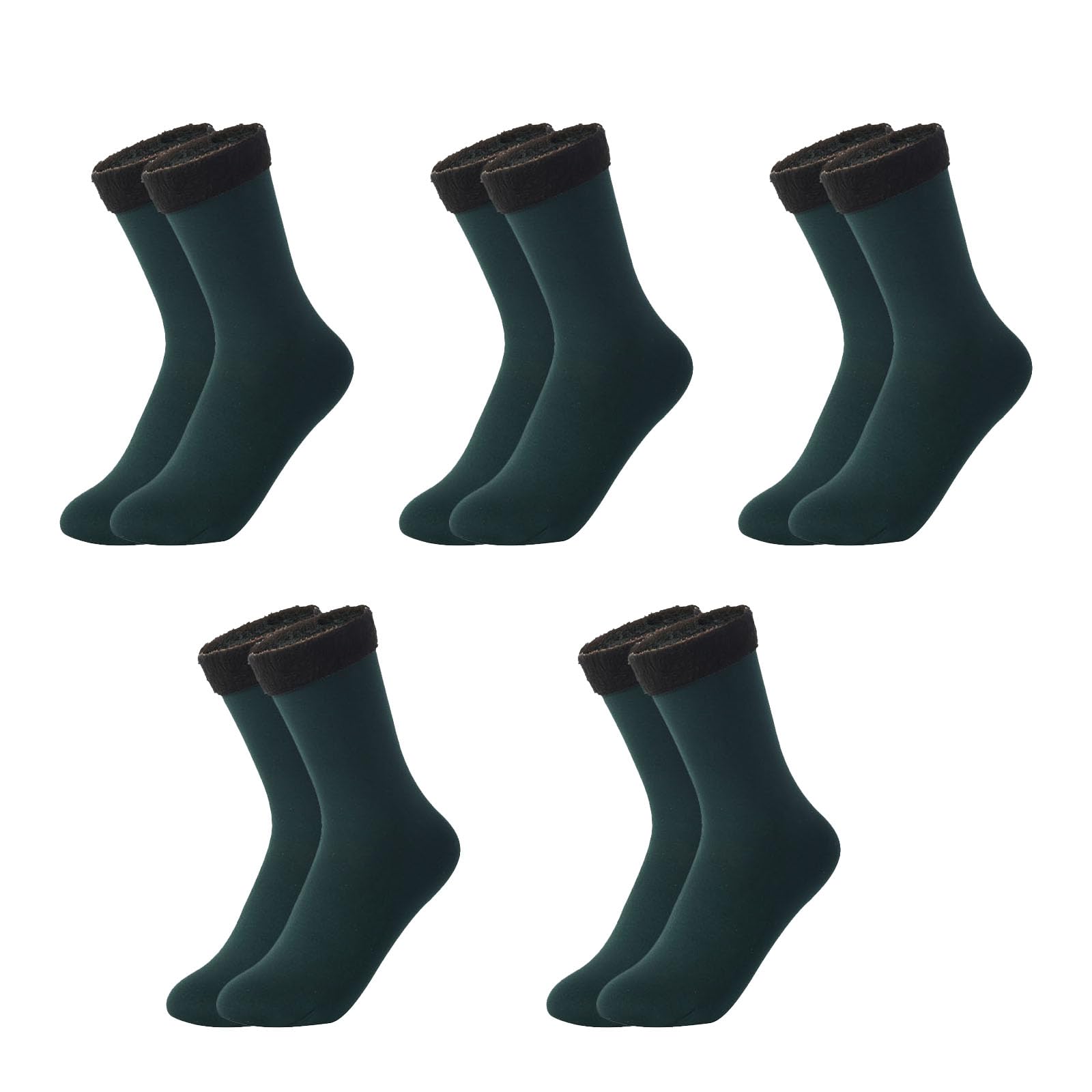 Kerquyu Women's 5Pcs5 3/5 Pairs Thermal Velvet Socks, Winter Warm Fleece Lined Crew Sock, Casual Self-Heating Snow Socks (5Pcs5)