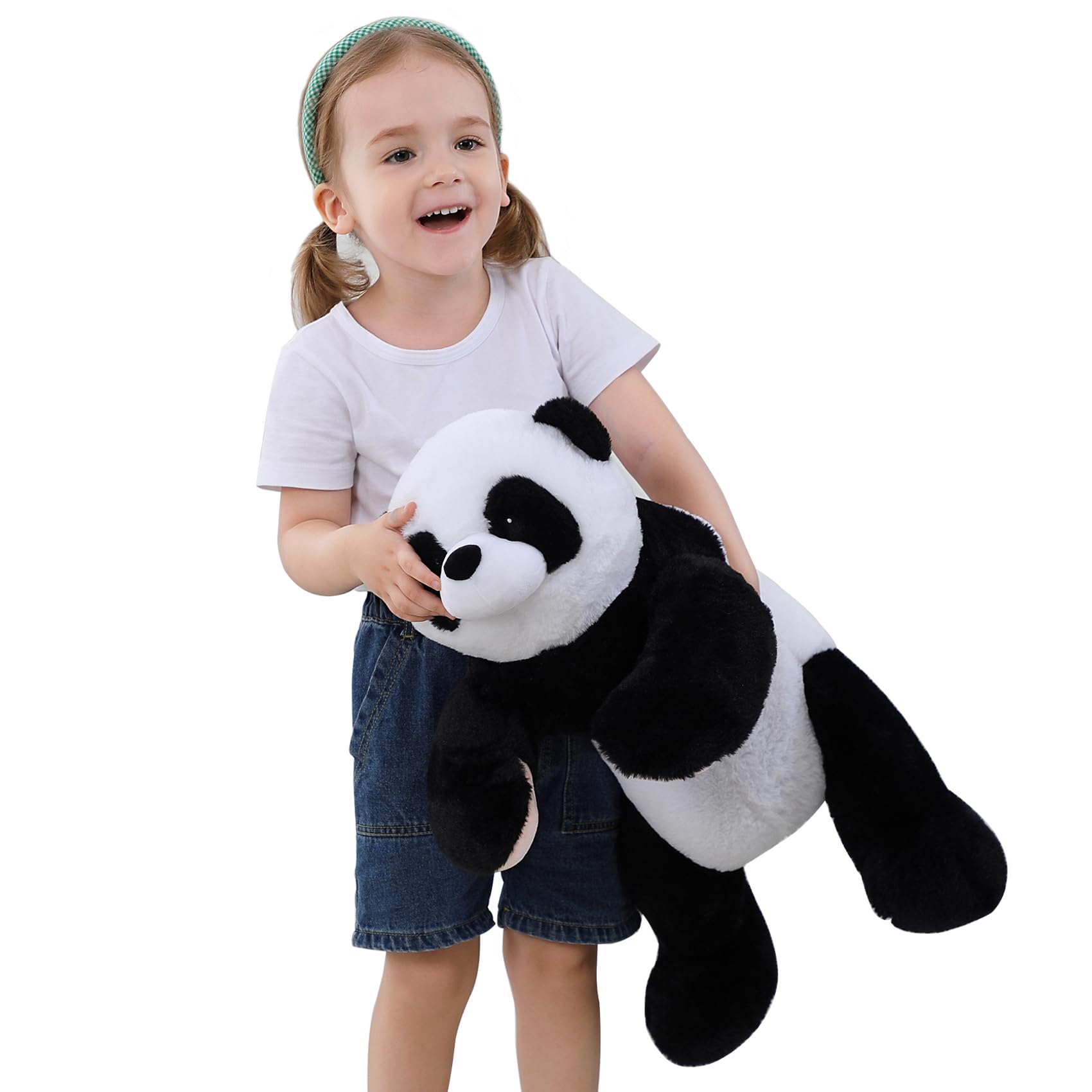 JellyMallow 5 lbs 24" Weighted Stuffed Animals Panda Plushie, Cute Panda Weighted Plush Pillow Giant Stuffed Animals for Kids Adults