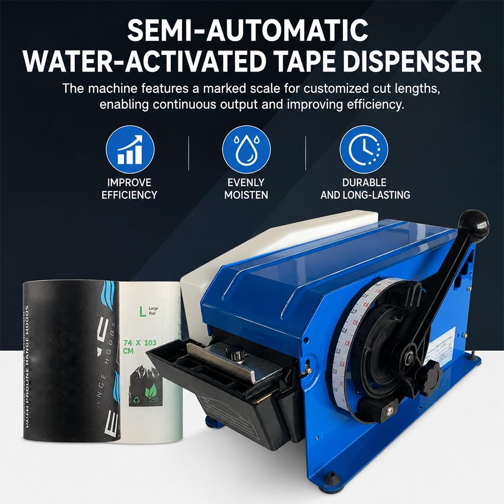 Dispenser Manuale semiautomatico per Nastro di Carta Kraft con Dispenser Automatico ad Acqua con Scala contrassegnata per l'imballaggio di spedizione