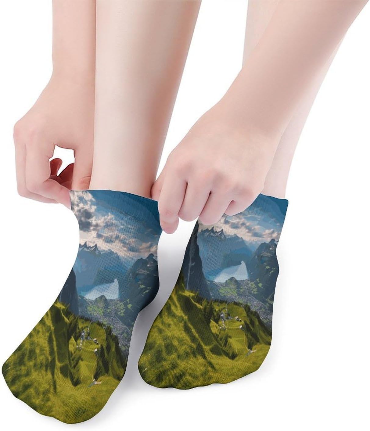 Switzerland Alps Ankle Socks for Men Women 5 Pairs | Comfortable Casual Low Cut Socks, Lightweight No Show Breathable Athletic Socks, Soft Mini Crew Socks for All Seasons