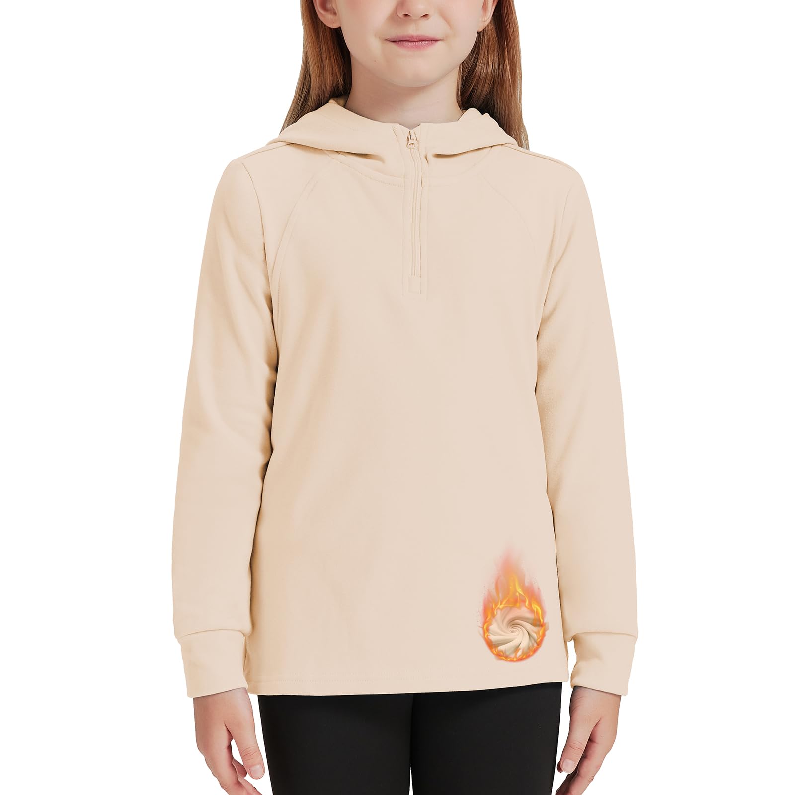 WOWENY Fleecepullover Kinder Mädchen Half Zip Kapuzenpullover Unisex Rollkragen Sweatshirt Warm Jungen Thermo Hoodie Pulli Winter Weich Leicht