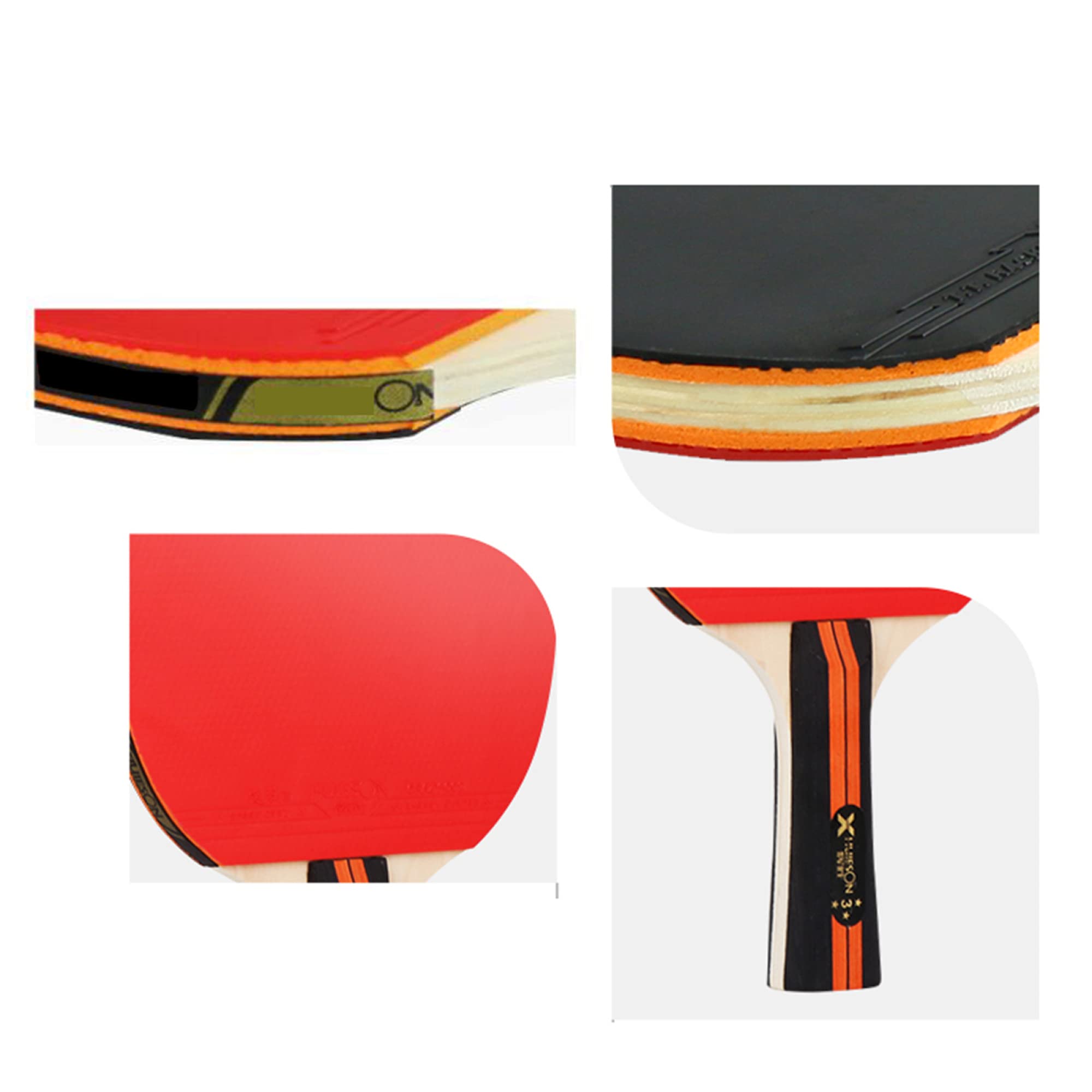 Set da Ping Pong, Set di Racchette da Ping Pong, Racchette da Ping Pong Sportive, Racchetta da Ping Pong ricreativa per Principianti e Famiglie/3 Stelle/Manico Corto