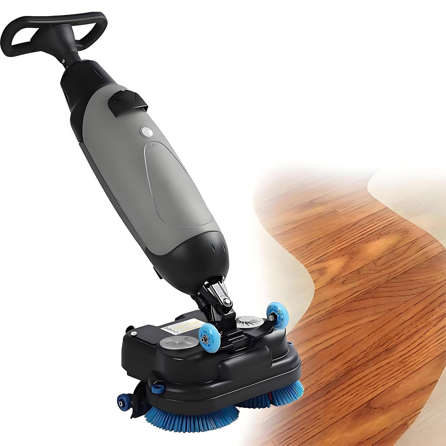 Limpiador eléctrico ligero de suelos con ancho de limpieza de 17 pulgadas, cepillos dobles giratorios, cabezal giratorio de 360° para uso comercial