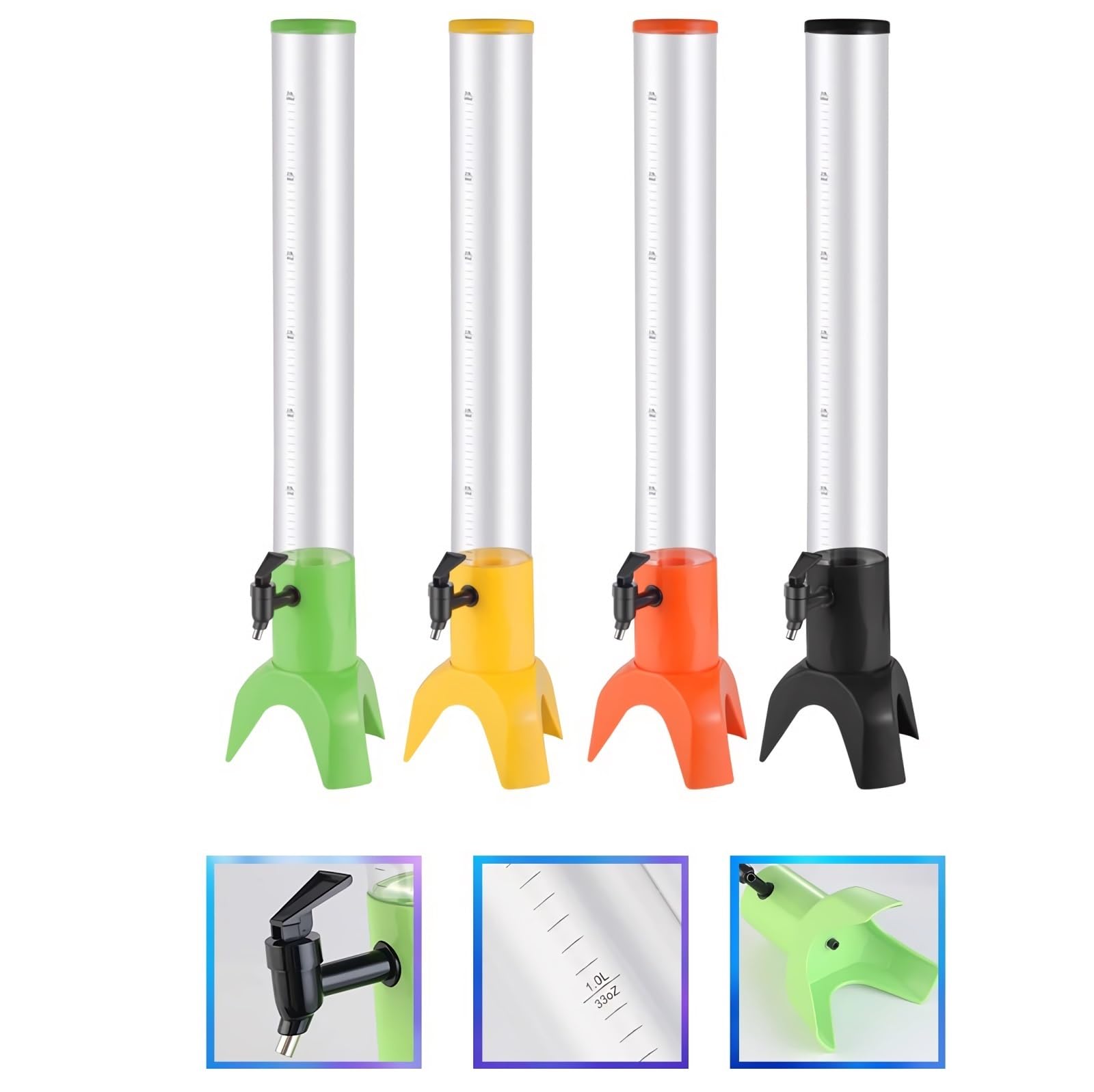 Torre de la Cerveza Dispensador de bebidas cilíndrico Dispensador de cerveza con grifo graduado transparente y tubo de hielo. Torre de bebidas de vino de jugo de cerveza de 5L / 3L Dispensador de Bebi