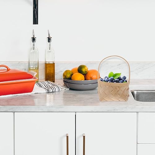 Miniatura 3 de ULTNICE Contenedor de almacenamiento de ratán, canasta hecha a mano de pastos marinos, cesta de almacenamiento tejida de madera, cesta de