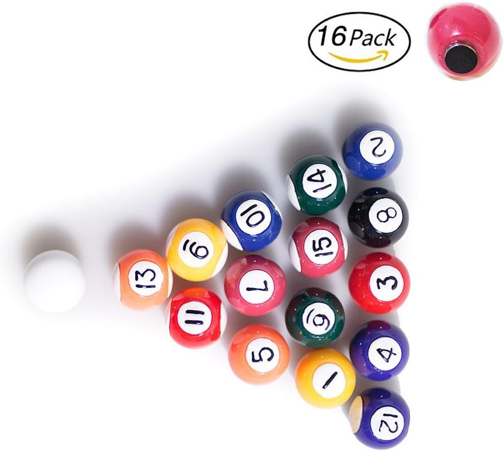 Pool Table Billiard Ball Magnet Set Scratch Safe 1 Inch Diameter Fridge Refrigerator Magnets for Whiteboard Dry Erase Board Home Office Room Decoration for Billiards Pool Enthusiasts 16PCS