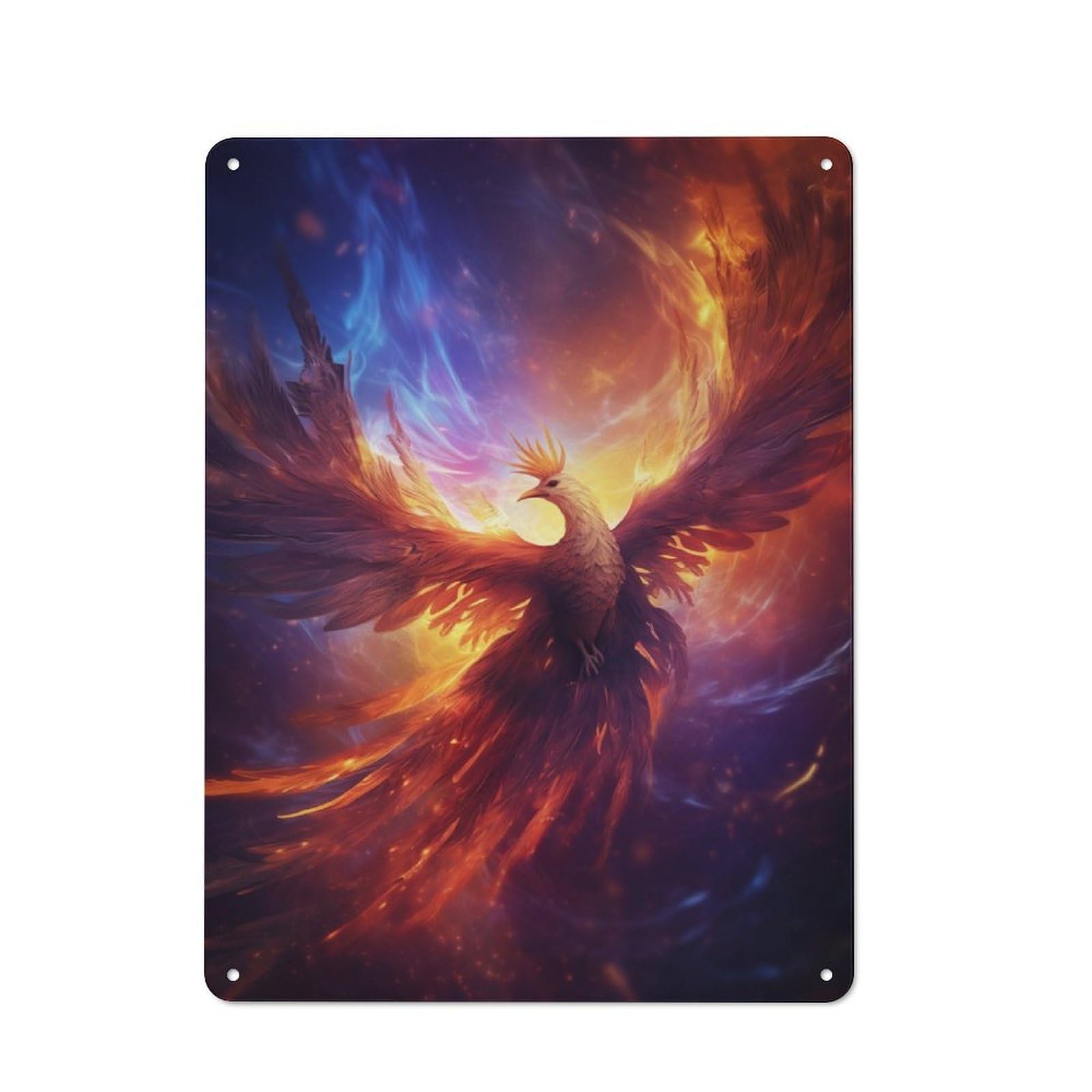 Retro Fantasy Phoenix Bird Fire Metal Gift Sign 40x30cm, Home Wall Decor for Flat, Dorm Room, Lounge Or Cafe