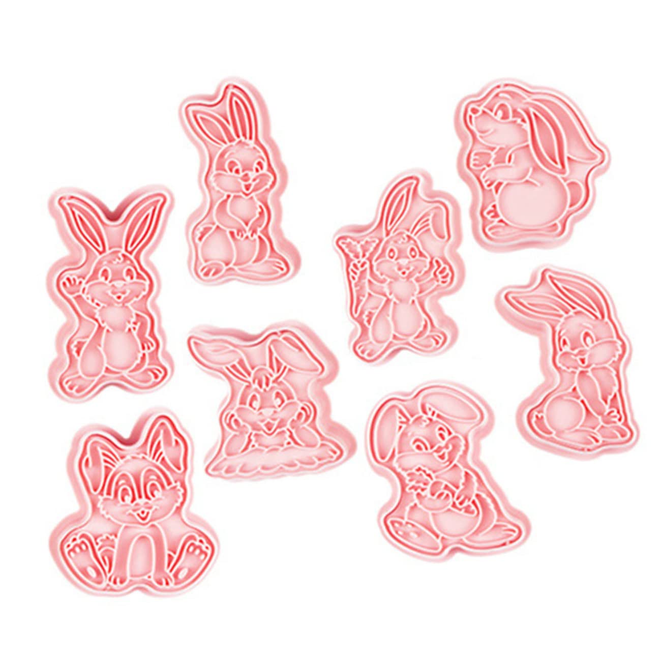 VINTORKY 8Pcs Rabbit Cookie Baking Molds for Year Reusable Easter Cookie Stamps Easy Demoulding Baking Tool for Adults for Festive Treats and Celebrations