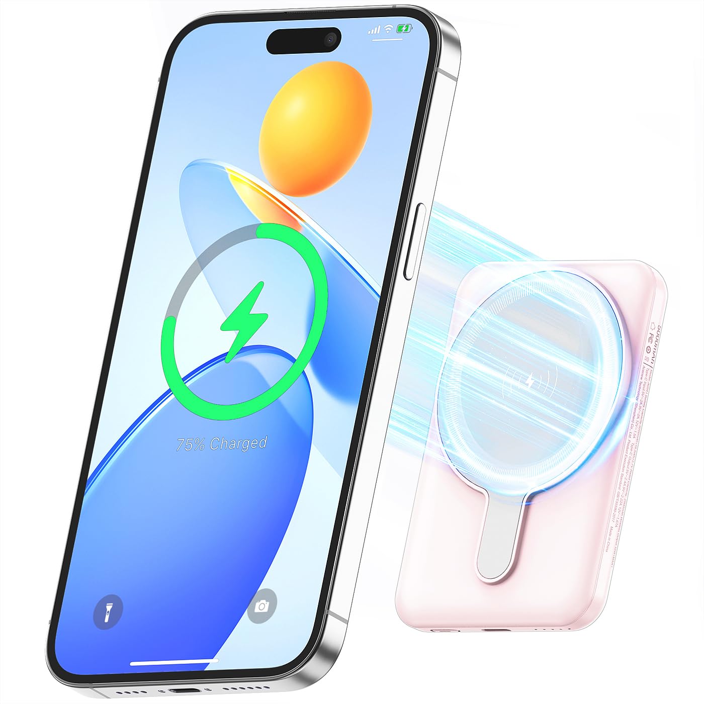 Magnetic Power Bank 5000mAh Mini Wireless Portable Charger with Type-C Cable LED Display 20W PD Fast Charging Magnetic