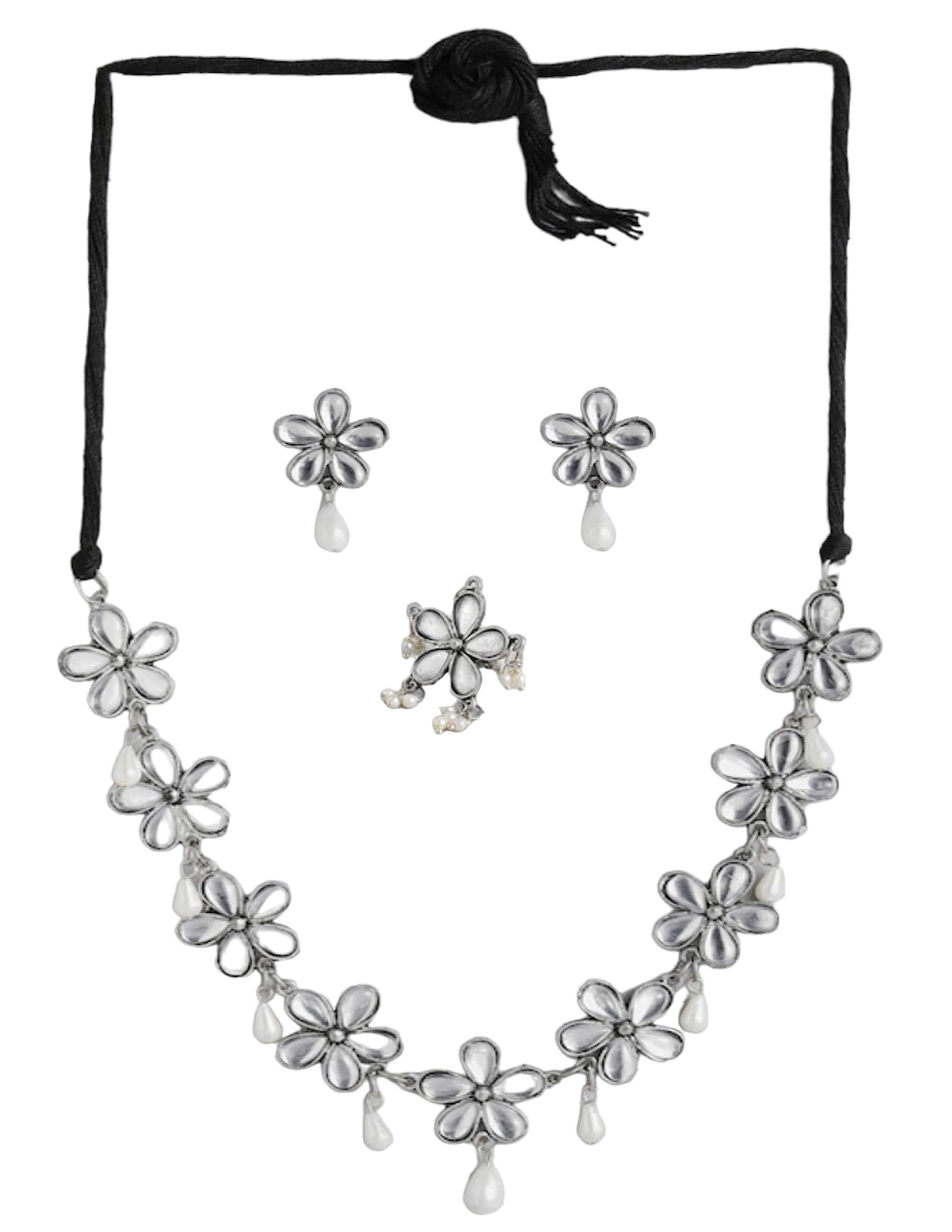 Total Fashion Latest Stylish Boho Trible Silver Oxidised Stone Choker Necklace Jewellery Set Women for Girls (B09Q5LMMWX) Amazon Price History, Amazon Price Tracker