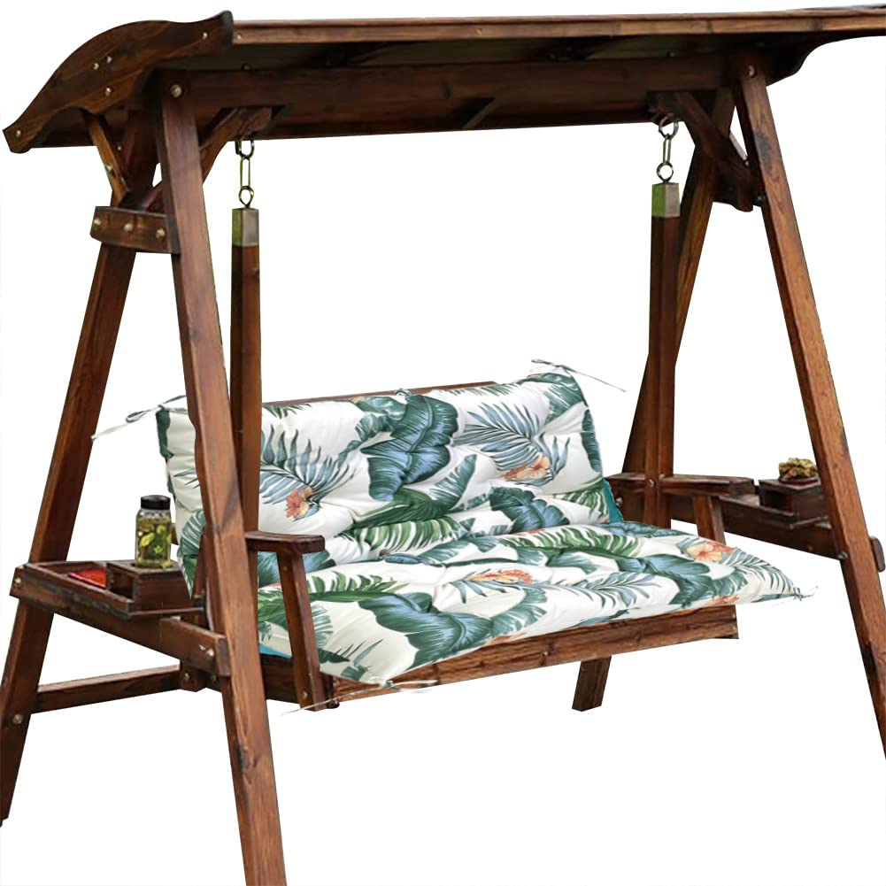 GPPSUNGD Swing Replacement Cushions with Backrest Outdoor Waterproof Overstuffed Bench Cushion 2-3 Seater for Garden Patio Furniture (60 X 40 Inch, Flower A)