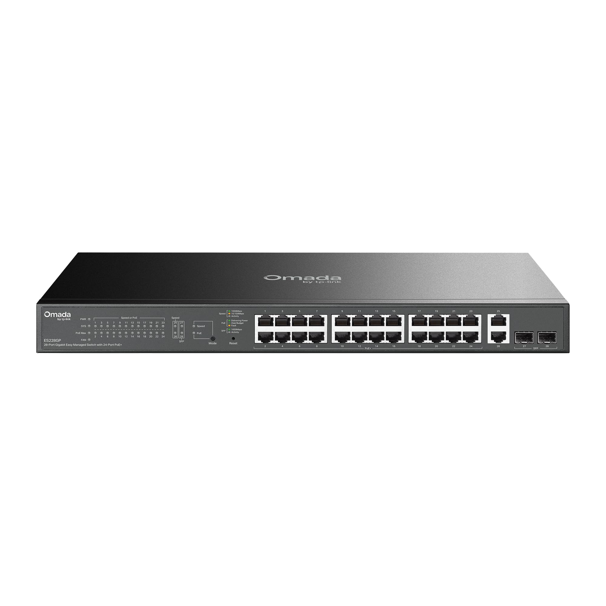 TP-Link Omada - Switch PoE Gigabit a 24 porte, facile da gestire, budget 250 W, conforme PoE+, distanza PoE fino a 250 m, ripristino automatico, VLAN, prevenzione automatica dei lui, senza ventola