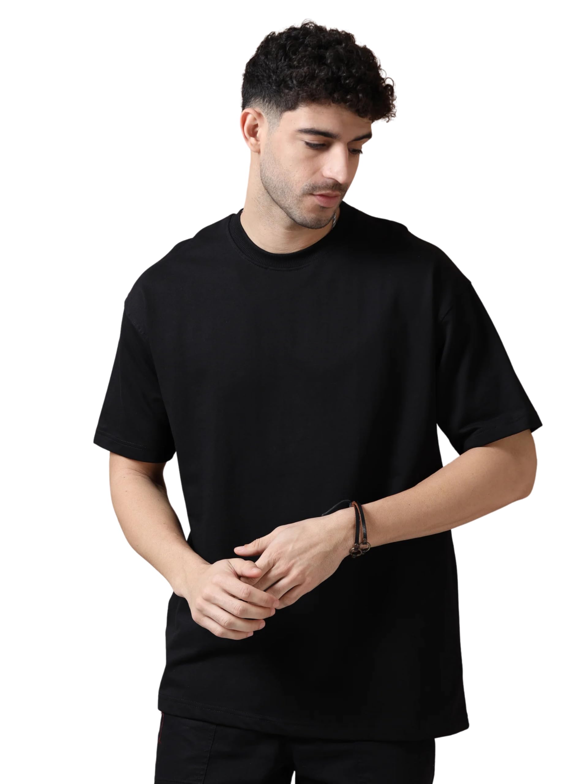 kalibross Men’s 240 GSM Cotton Oversized Tee – Heavyweight Bio-Washed Fabric | Premium Street Style | Super Soft, Thick & Breathable T-Shirt-picture-36