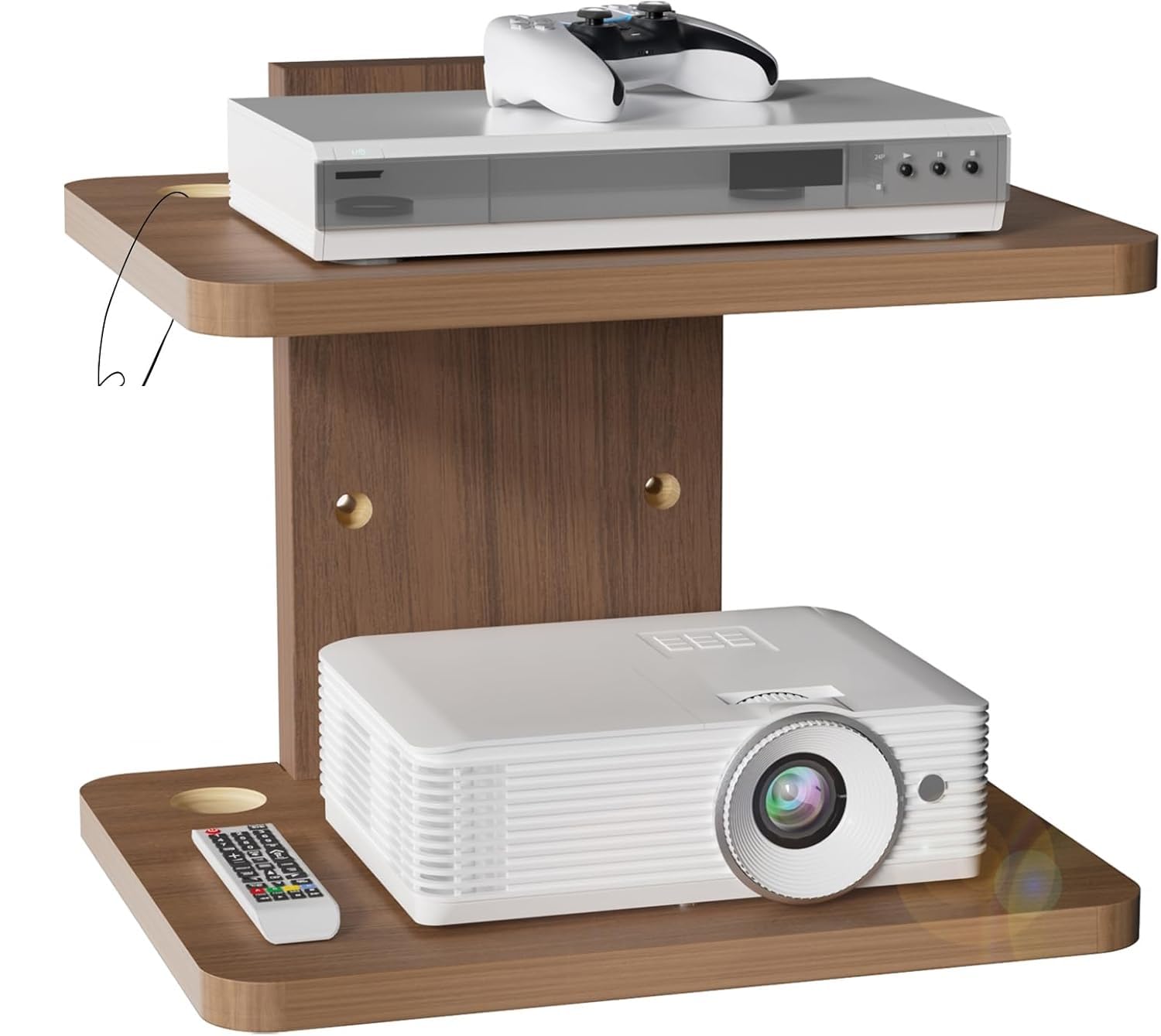 Wooden Floating TV Shelf Wall Mount | Set Top Box Stand | Wall Mounted Shelf for Router, Gaming Console, Projector | TV Wall Shelf Rack (Brown Finish)-image-27
