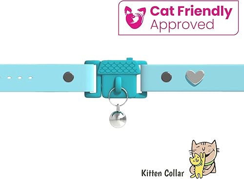 Vista 74 de Kittyrama Collar de gato Aqua con campana, ganador del premio, aprobado por veterinarios, liberación rápida, ligero y cómodo