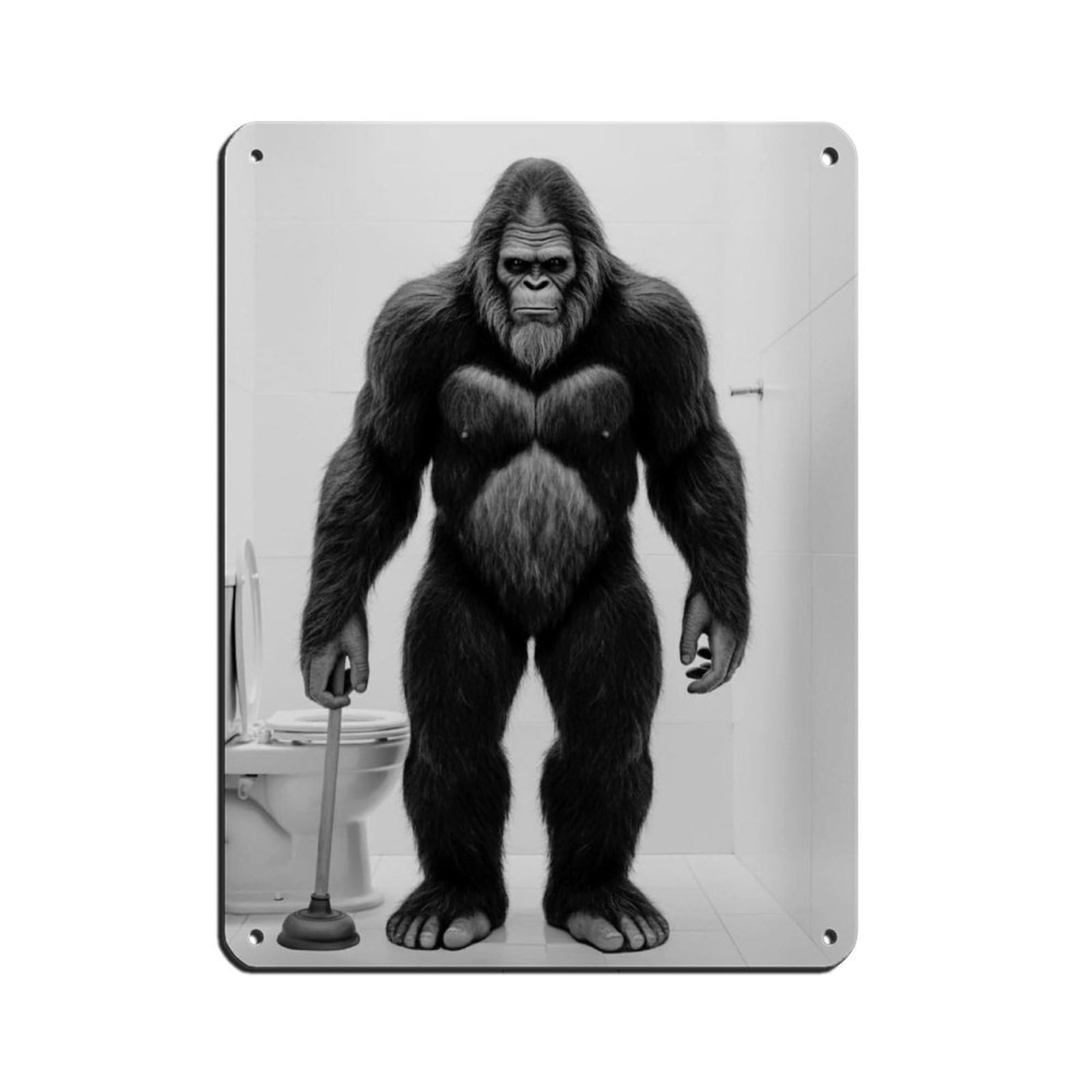 Bigfoot IBigfoot Sasquatch Bathroom Art Tin Sign Vintage Metal Pub Club Cafe Bar Home Wall Art Decoration Poster Retro 12x16inch(30x40cm)