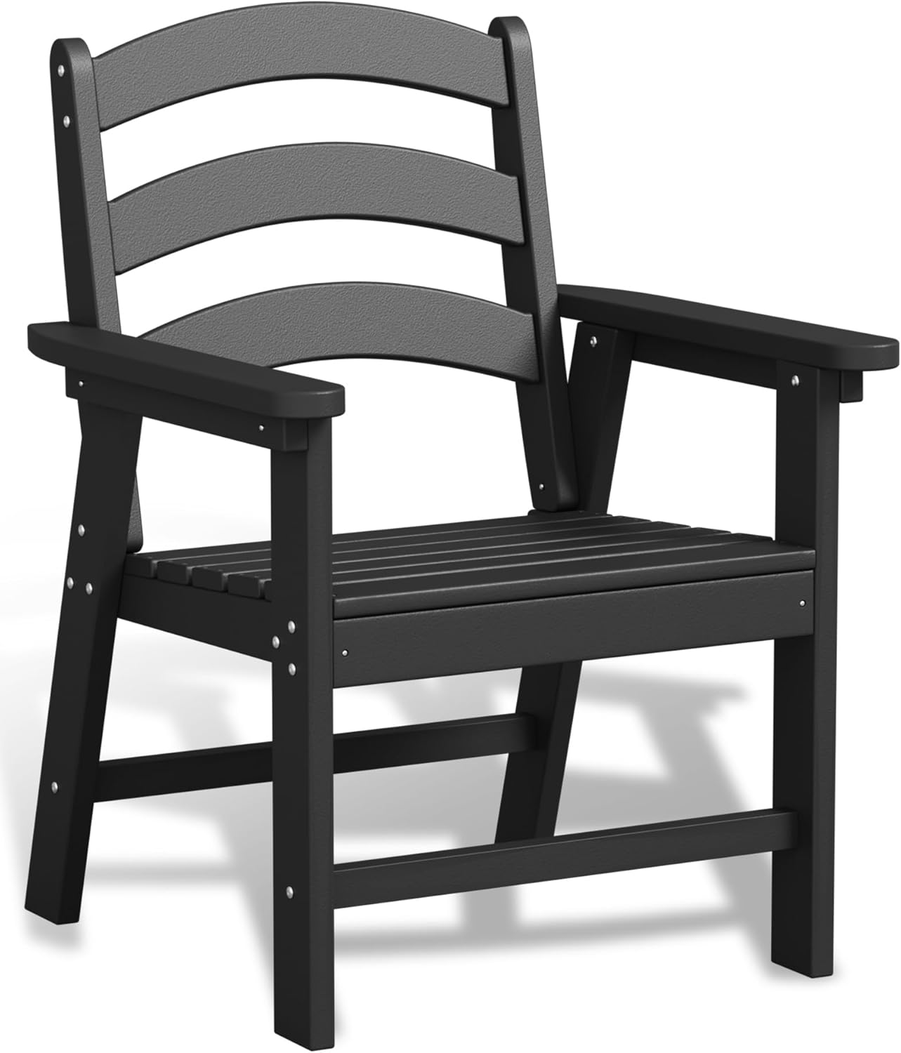 Patio Dining Chair, HDPE Outdoor Chairs with 385 lbs Weight Capacity, All Weather Fire Pit Chair for Porch, Pool, Deck, Backyard, Garden - Black