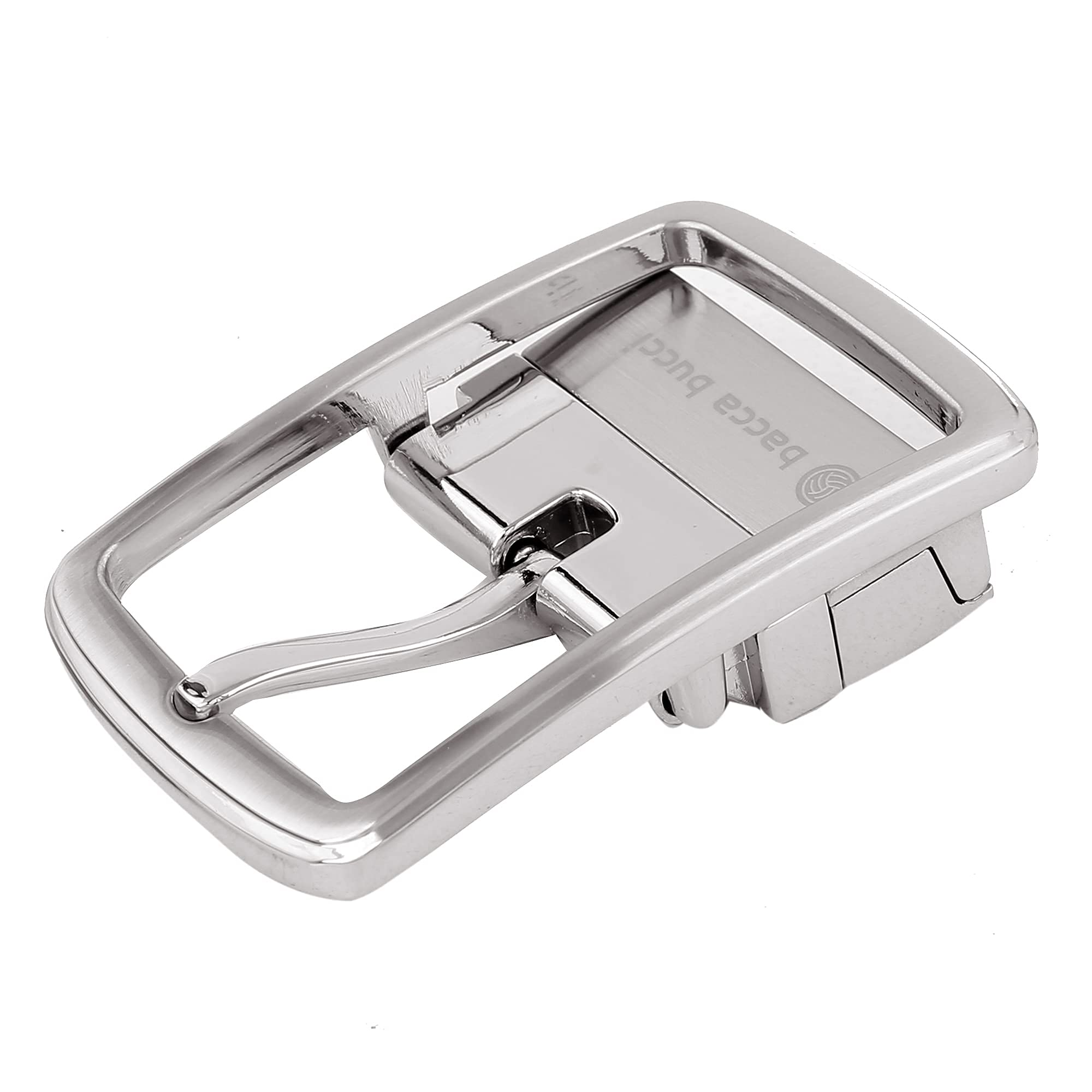 35 MM Nickle Free Reversible Clamp Belt Buckle with Branding (Buckle only) -1028 Silver