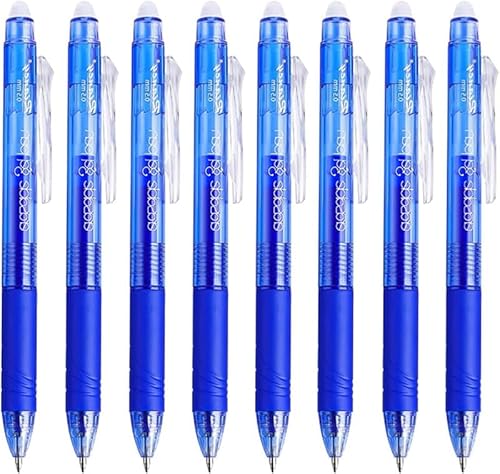 Erasable Gel Ink Rollerball Pens, 8 Pack Erasable Gel Ink Rollerball Pens,Erasable Pen Blue Gel Ink Roller Ball Pen,Fine Point Erasable Gel Pen,Retractable Erasable Gel Pen
