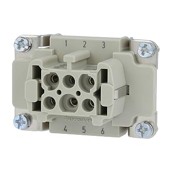 HARTING 09330062701 0.75-2.5 MM2, 16AMP, 6 Contacts, Connector Insert, Copper Alloy, Female, Polycarbonate, RAL 7032, Screw Termination, Silver Plated, Size 6 B