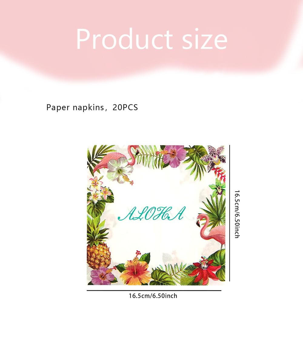 VGRDTW Hawaiian Party Decoration Set -10 Flamingo Plates, 20 Tissues, 1 Tablecloth, Suitable for Tropical Style Beach Parties - Image 4