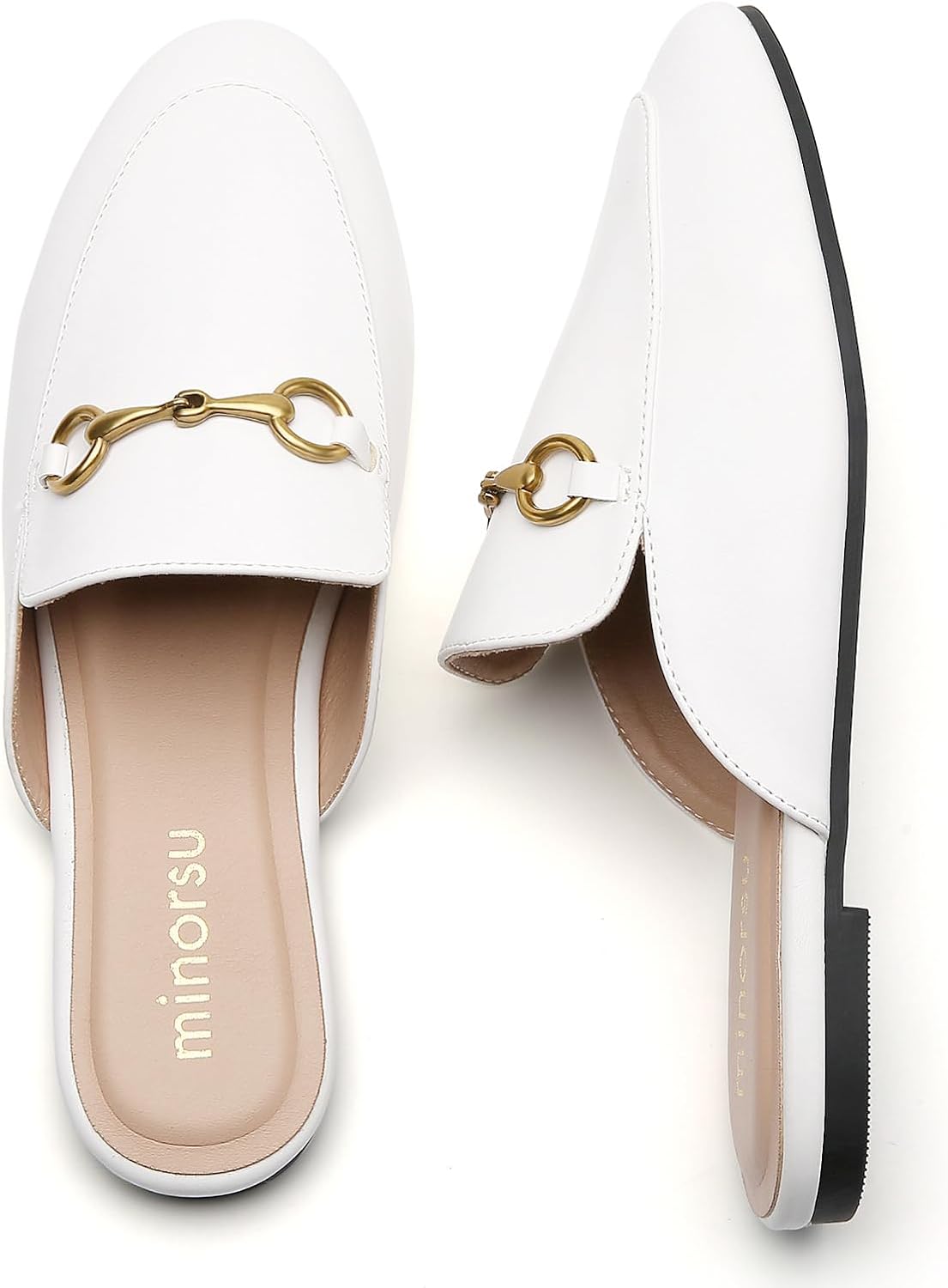 Minorsu Women's Black Animal Print Buckle Mules - Memory Foam Insole - Low Heel - Casual Mule Shoes - Image 2