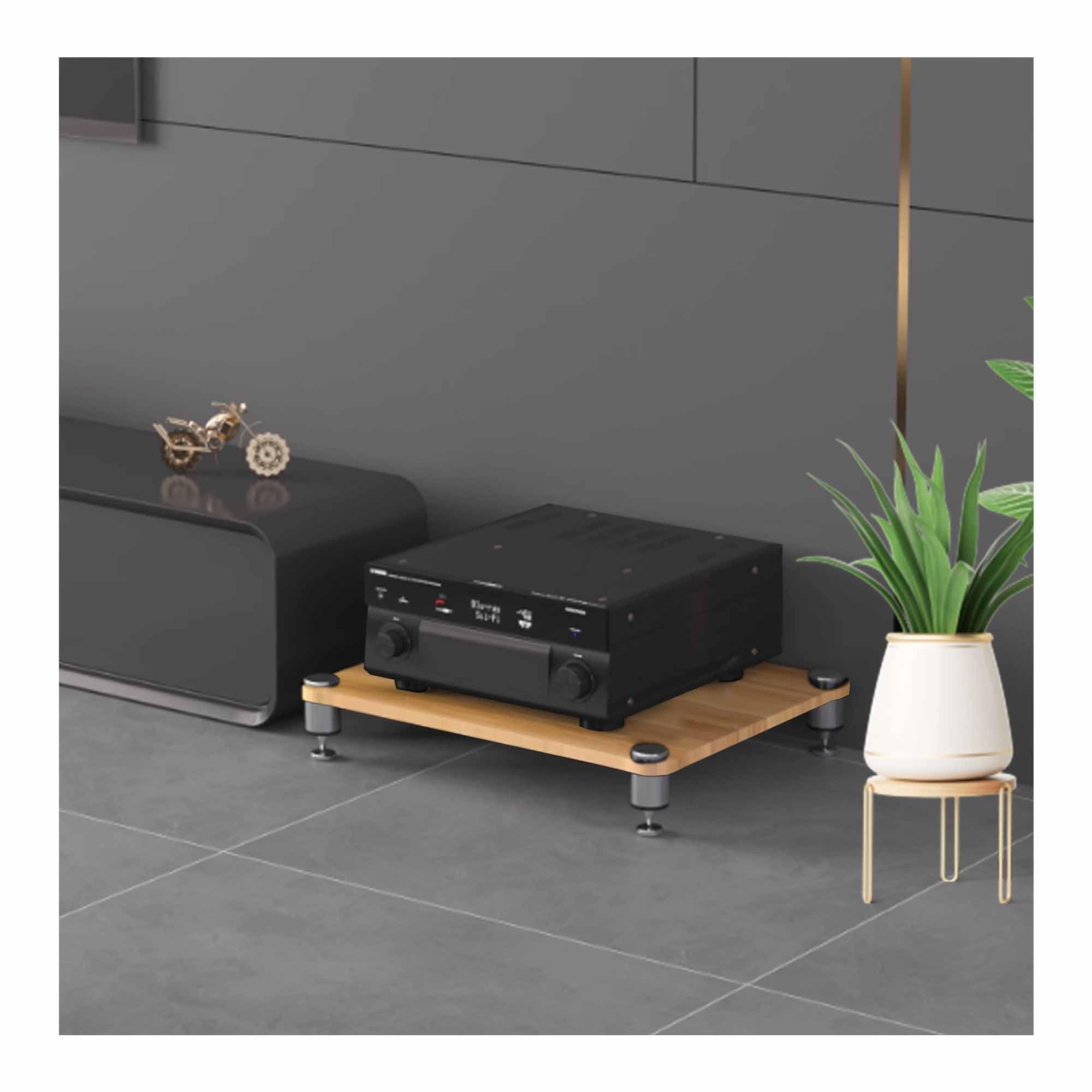 Soporte para altavoces HiFi en madera de pomo con patas amortiguadoras de 1 a 4 niveles de 60x48cm