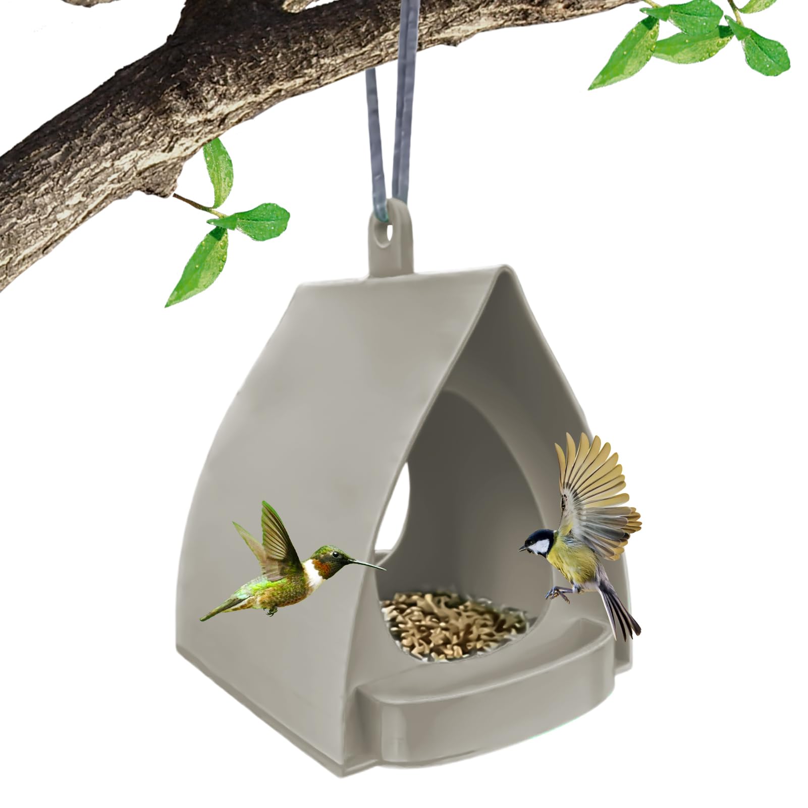 Bird Feeder - Hanging Birds Seed Feeders | Decorative Open Design Hanger | Hanging Station Garden Feeder With Rain-Resistant Roof | Easy-Fill Feeding Station For Outdoors, Garden, Balcony