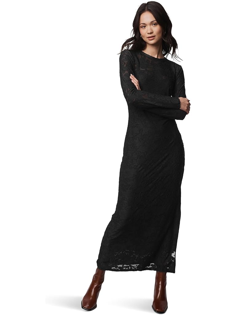 Black Splendid Cecelia Floral Long Sleeve Dress