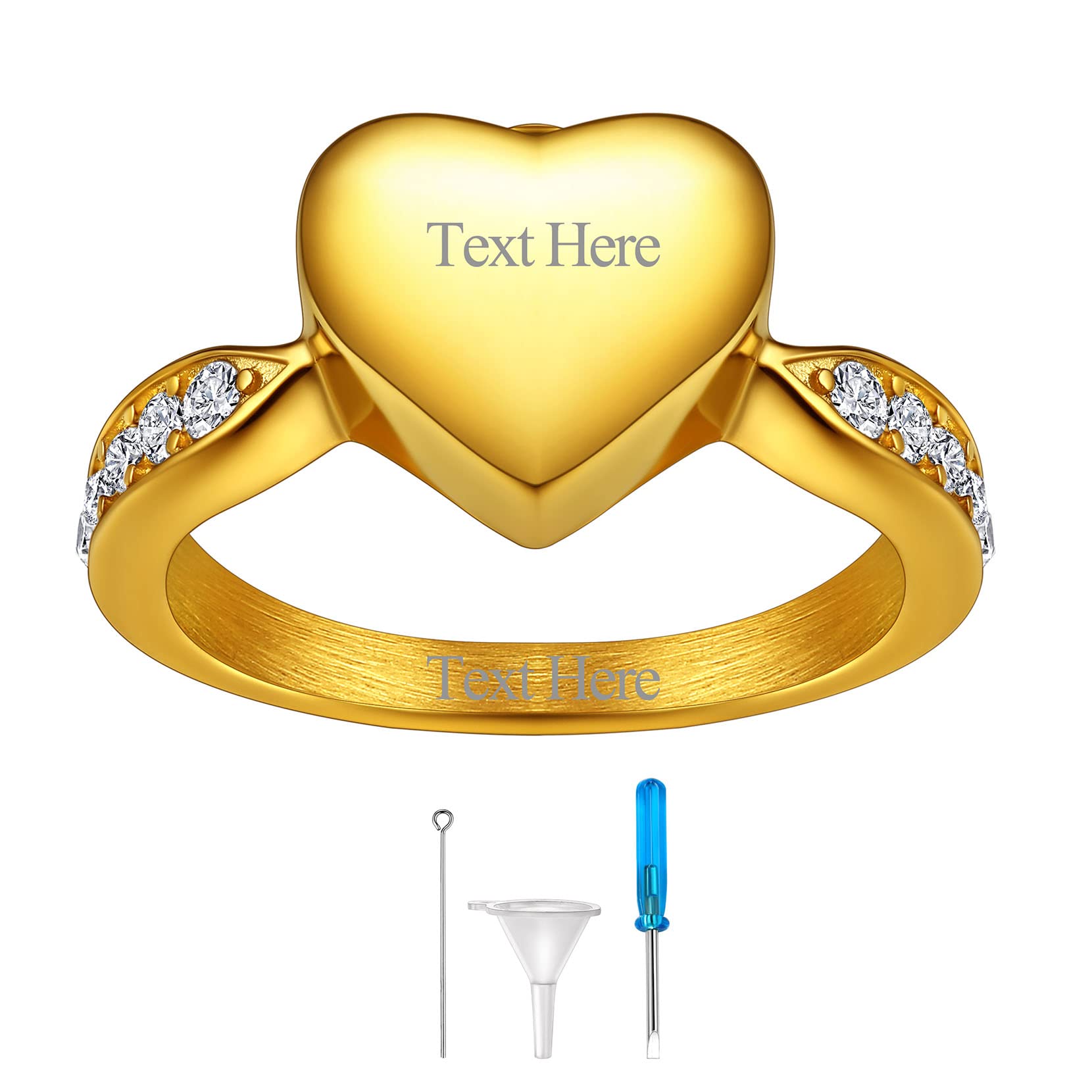 Richsteel Stainless Steel Heart/Claddagh Cremation Urn Ring for Ashes