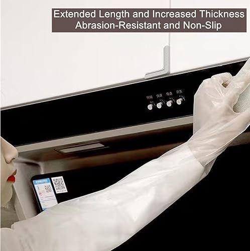 Miniatura 3 de Hipifans Guantes de limpieza de manga larga, juego de 10 guantes de goma protectores reutilizables e impermeables para tareas domésticas, cocina,