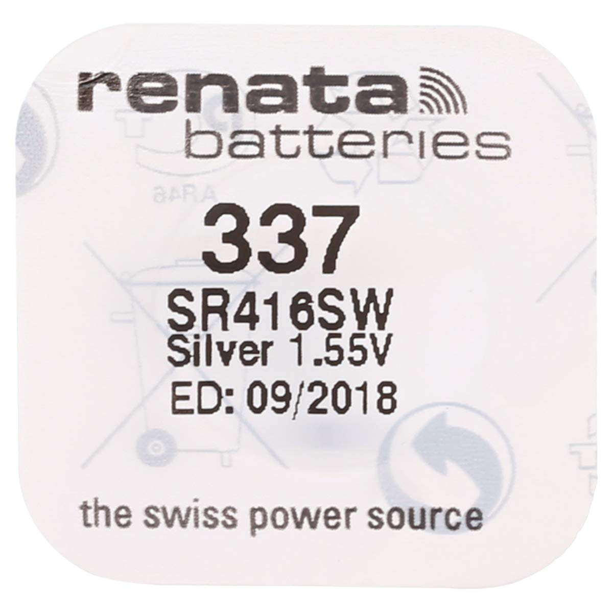 10x Renata 337 SR416SW Batterie Al Litio Argento 1.55V Senza