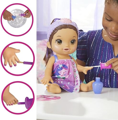 Miniatura 2 de Baby Alive Glam Spa - Muñeca de bebé sirena juguete de maquillaje para niños de 3 años en adelante mani-pedi y maquillaje muñeca de juego acuático